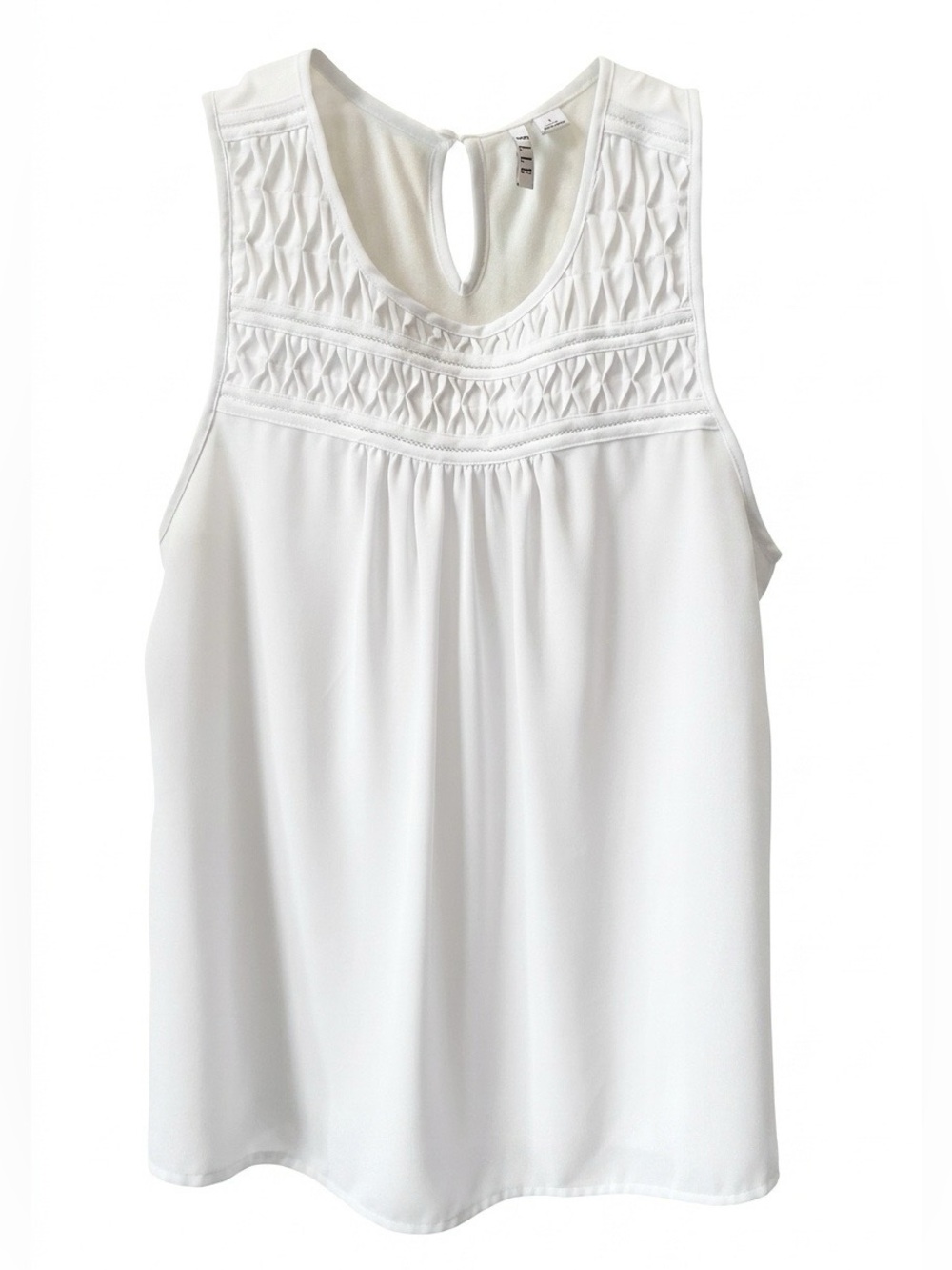Elle White Sleeveless Smocked Yoke Camisole